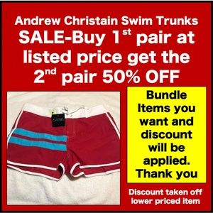 Andrew Christian- Swim Trunks- Red- Blue